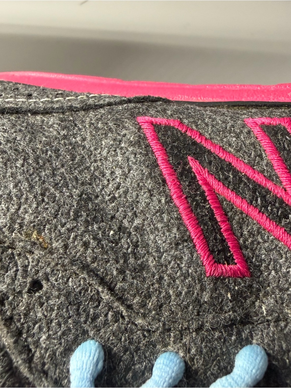 New Balance Gray Sneaker with Pink Accents and Light Blue Laces - Picture 11 of 11
